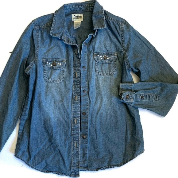 Osh Kosh B’Gosh Jean Bluejean Button Shirt Size 12 - Picture 1 of 4